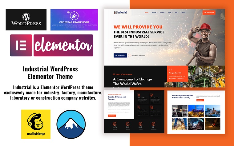 Industrial WordPress Elementor Theme.