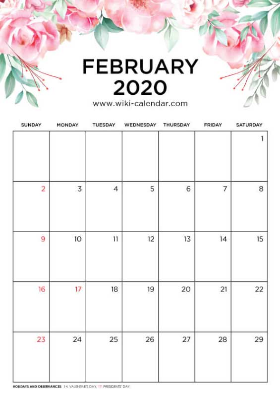 Calendar February.