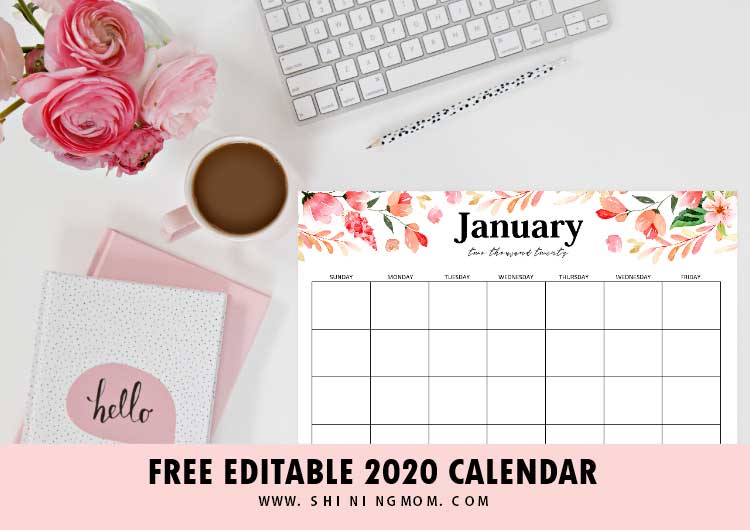 February 2020 calendar template.