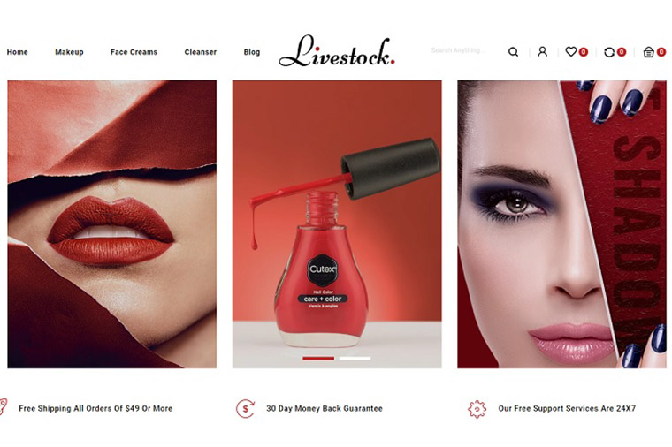 LiveStock Cosmetic Store Shopify Theme.