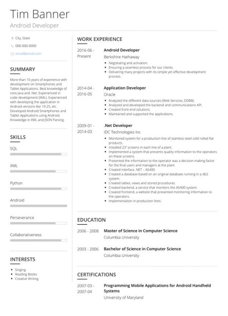 Android Developer Resume Tips and Templates