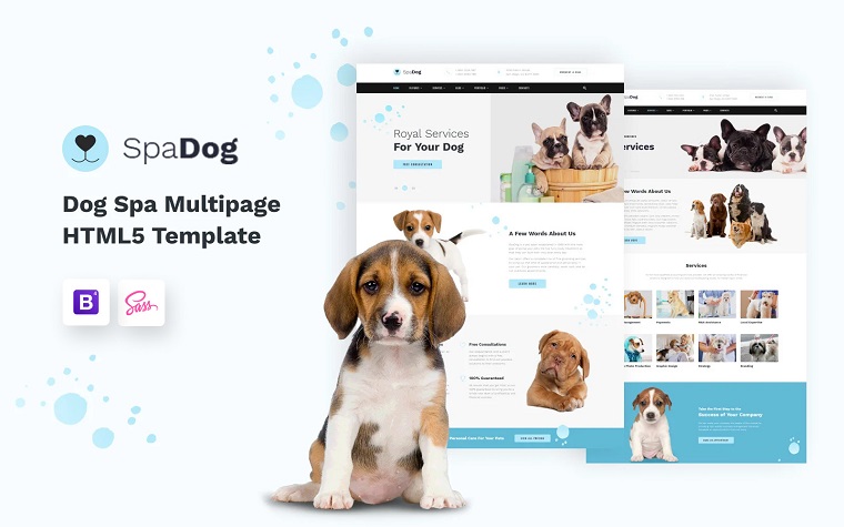 SpaDog - Dog Grooming Salon Website Template.