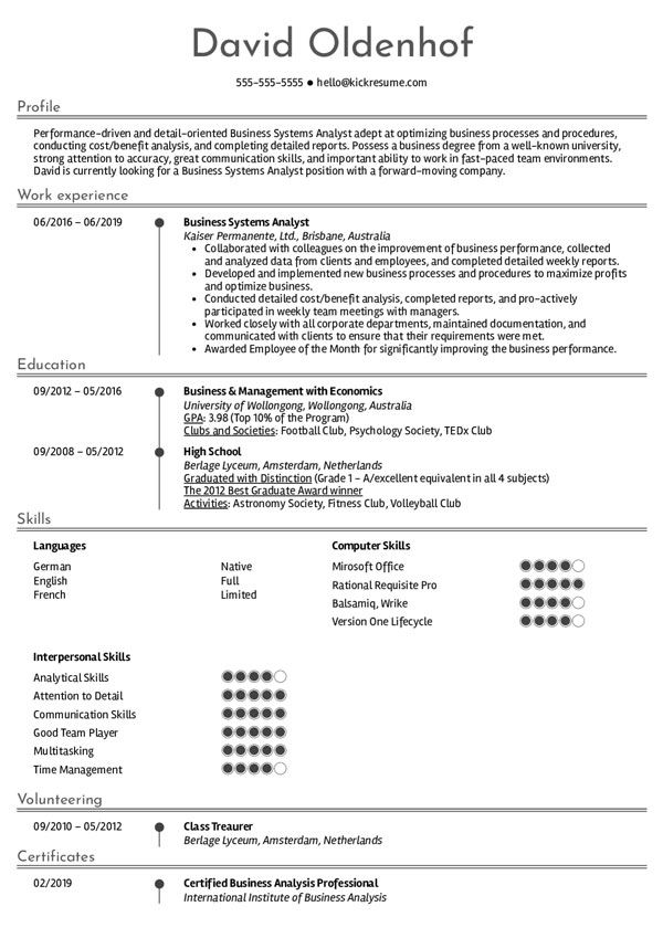 System Analyst Resume Example 3.