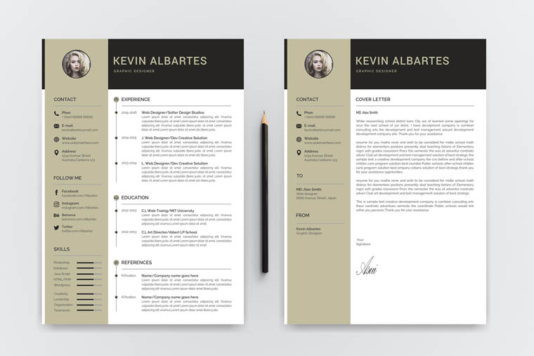 Kevin Albartes Modern Resume Template.