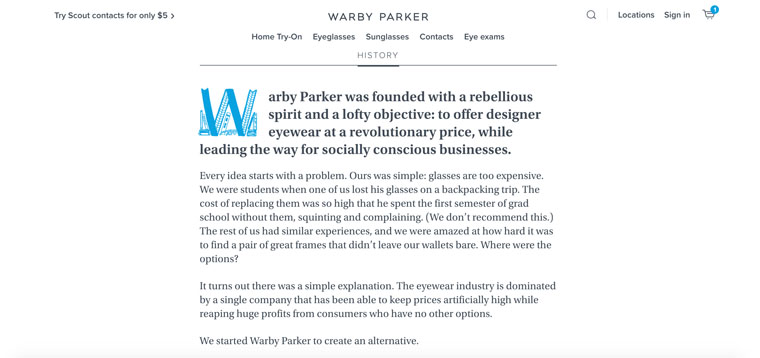 Warby Parker success story.