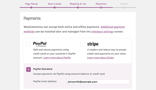 WooCommerce payments.