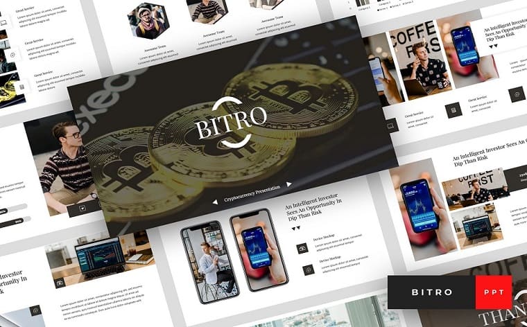 Bitro - Cryptocurrency Presentation PowerPoint Template.