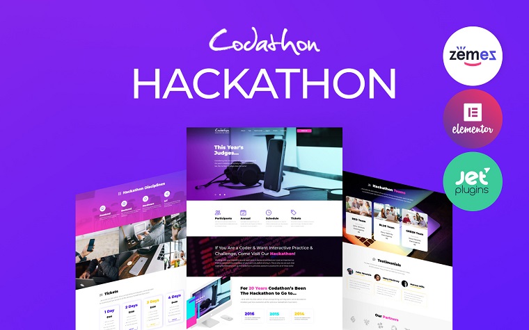 Codathon - Hackathon for Coders Landing WordPress Theme.