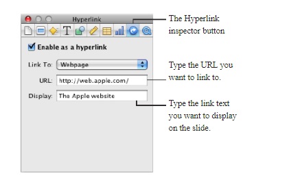 Inserting Hyperlink keynote.