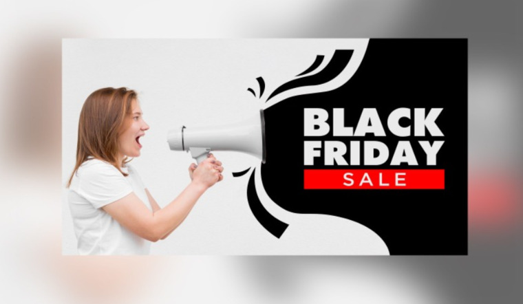 Black Friday Sale Banner Black and Gray color Background template.