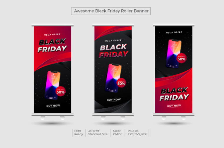 Modern Black Friday Roll Up Banner or Standee.