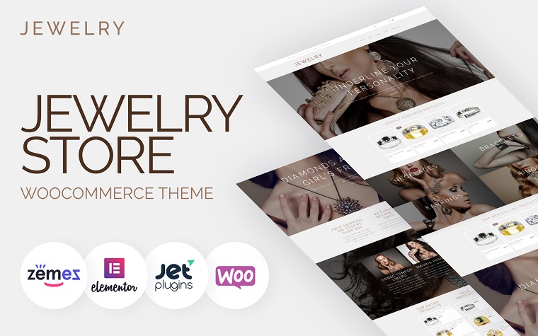 Jewelry Website Design Template for Online Shops WooCommerce Theme.