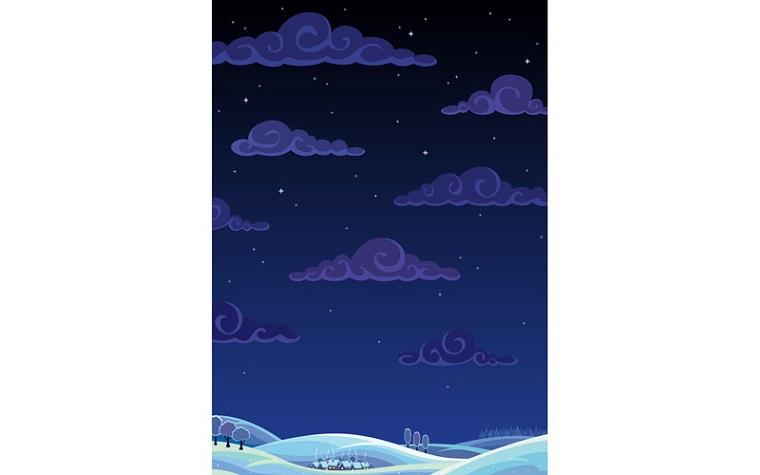 Night Winter Scene Illustration.