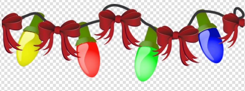 Bright Lights String Clipart With Red Ribbon.