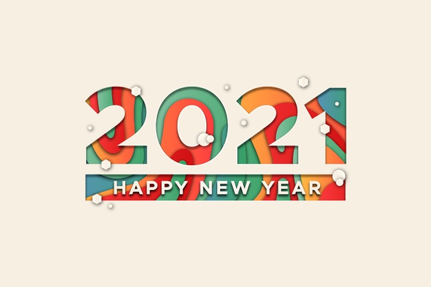 New year 2021 background in paper style.