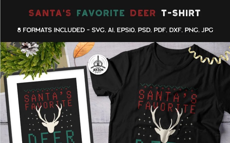 Santa's Favorite Deer T-shirt.