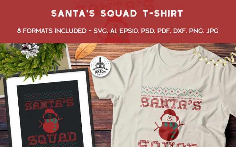Santa's Squad Christmas T-shirt.