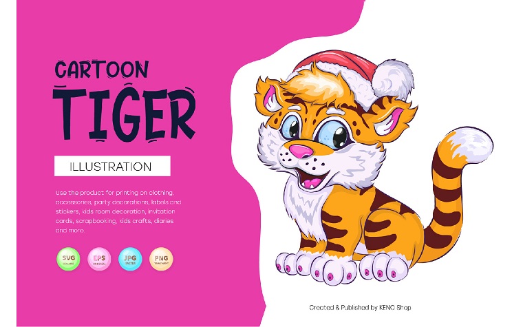 Cute Tiger Vector Illustration.