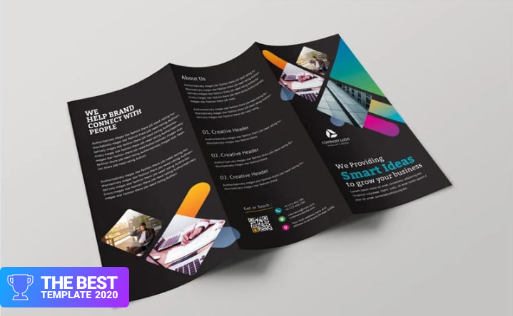 Dark Color Tri-Fold Brochure Corporate Identity Template.