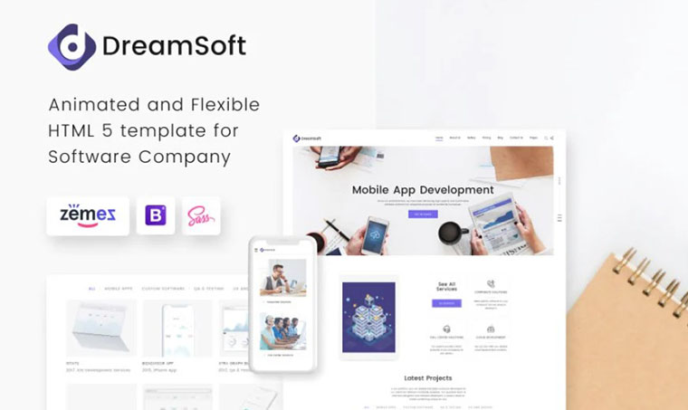 DreamSoft - software company html template