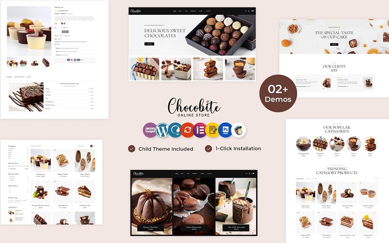Chocobites - Bakery WooCommerce Elementor Web Template.