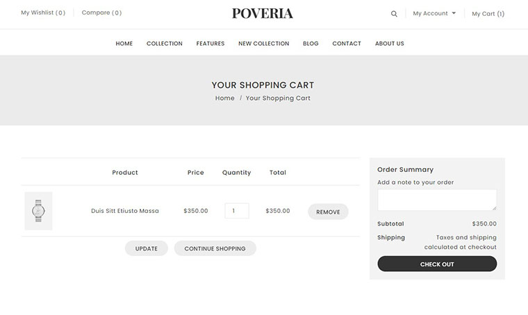 Poveria Fashion Store Shopping Cart Template