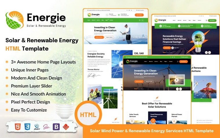 Energie - Solar and Renewable Energy HTML5 Template.
