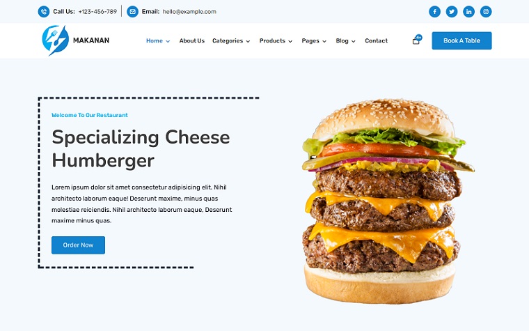 Makanan - Restaurant and Online Food Store WordPress Theme.