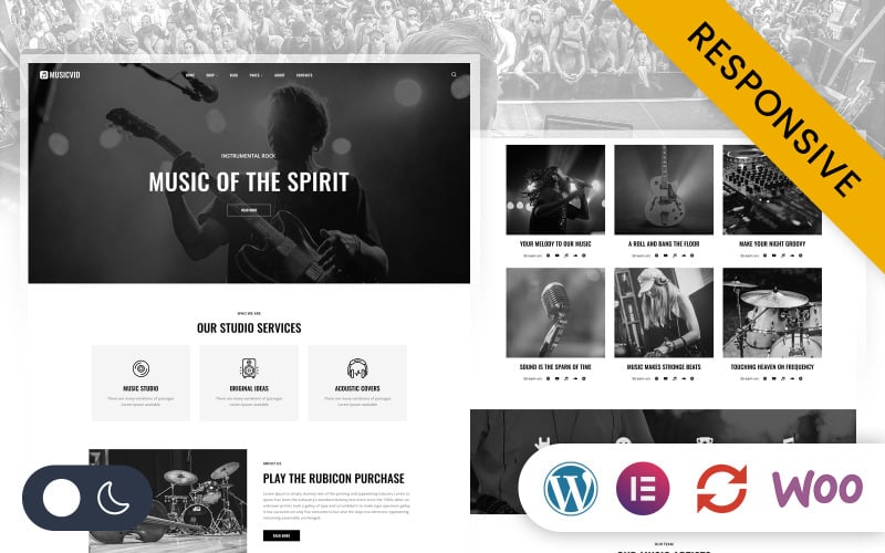 Musicvid - Music, Instruments and Artist Elementor WordPress Responsive Theme
