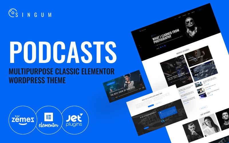 Singum - Podcaster Multipurpose Classic WordPress Elementor Theme
