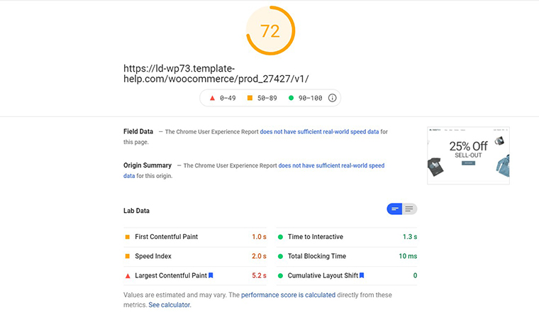 Daily Print PageSpeed Insights loading speed