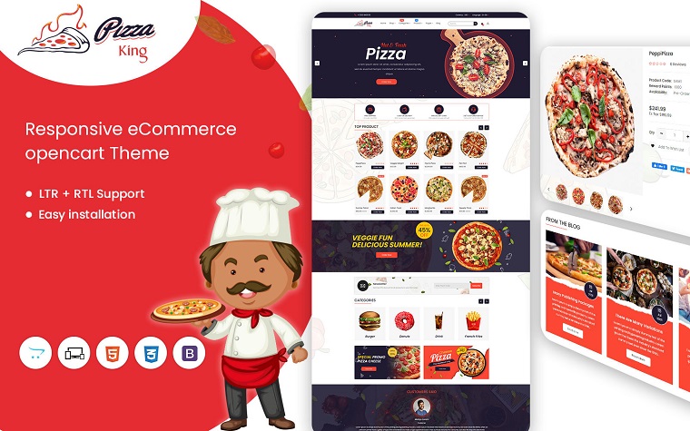 Pizzaking OpenCart Template.