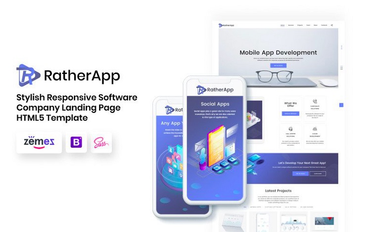 RatherApp - Software Company HTML Landing Page Template.