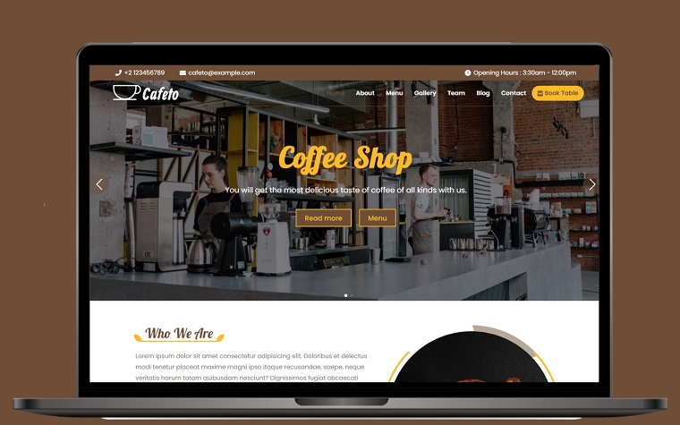 Cosy Cafeto Landing Page for Coffee Shop.