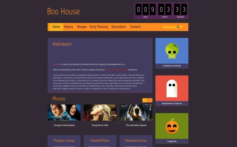 Halloween Free HTML5 Theme Website Templateю