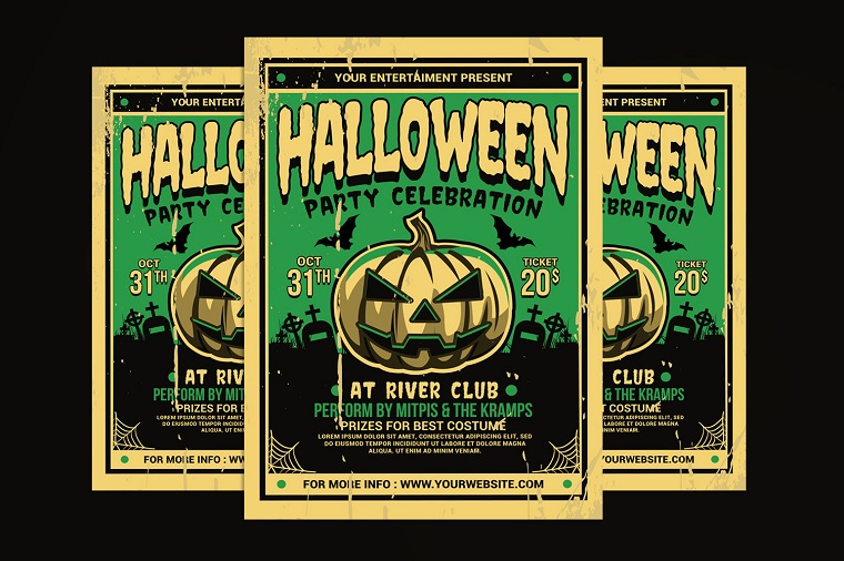 Halloween Party Flyer Retro.