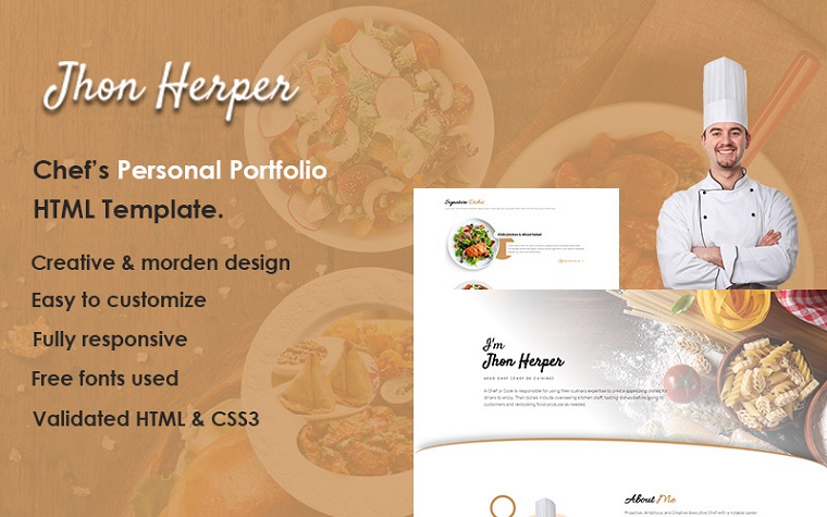 Jhon Herper - Chef Personal Portfolio Website Template.
