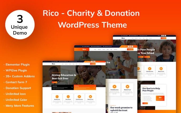 Rico - Charitable Organization WordPress Theme.