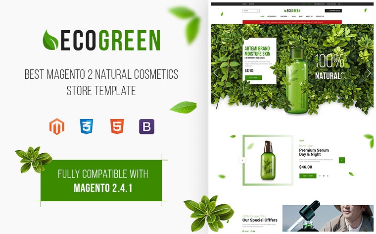 SM Ecogreen - Magento 2 Organic, Fruit, Vegetables Magento Theme.