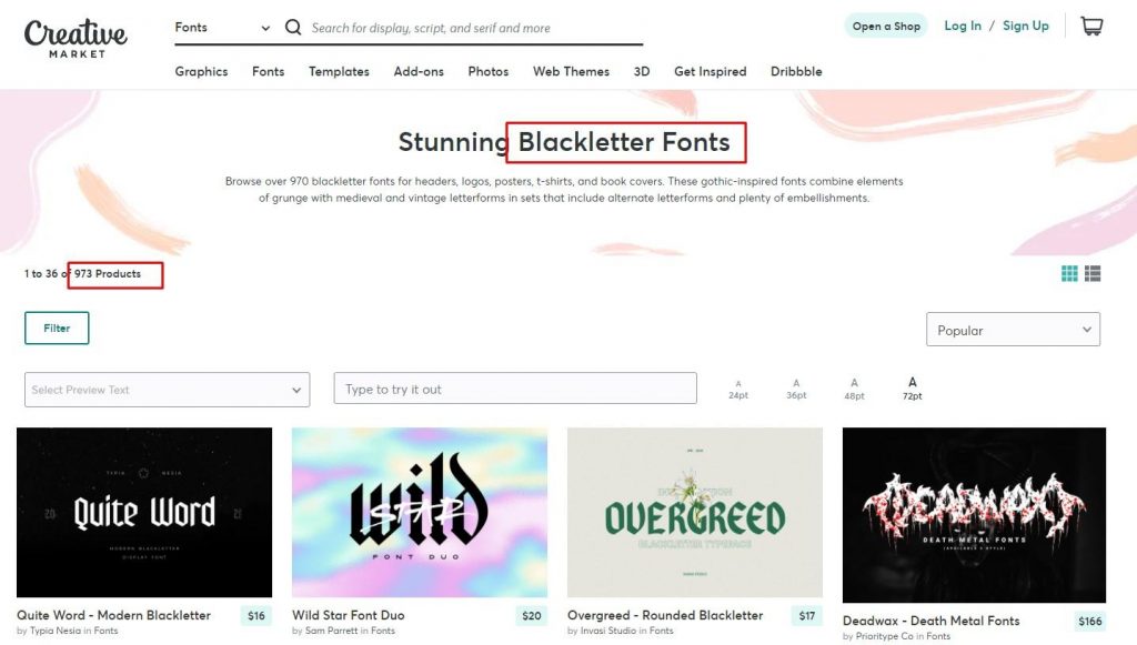BlackLetter Fonts to Sell on Marketplaces