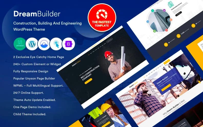 DreamBuilder - Construction, Building And Engineering WordPress Theme