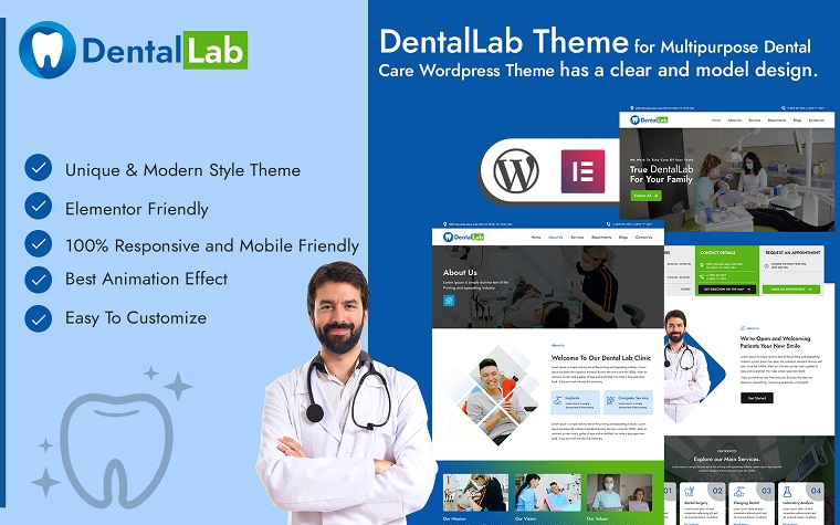 DentalLab - Responsive Dentistry WordPress Theme.