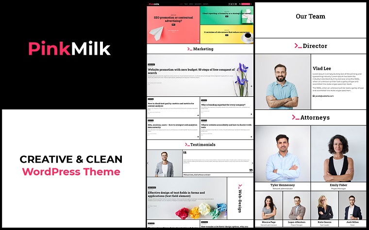 PinkMilk WordPress Theme – Creative And Clean Theme For Corporate Websites.