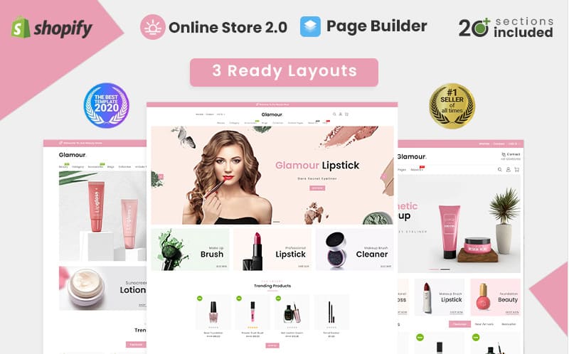 Glamour Cosmetics Store Shopify Theme.