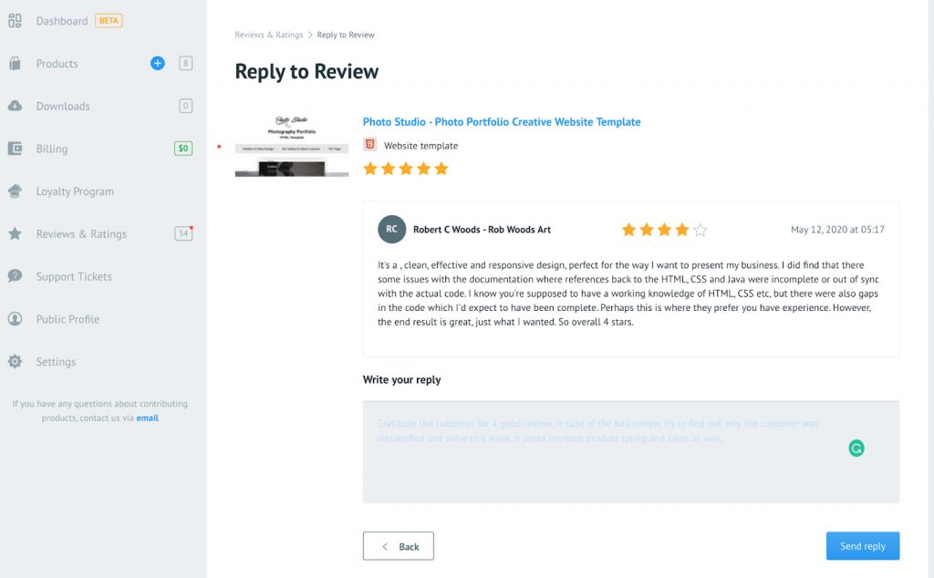 reply to product review - Sell on Marketplaces