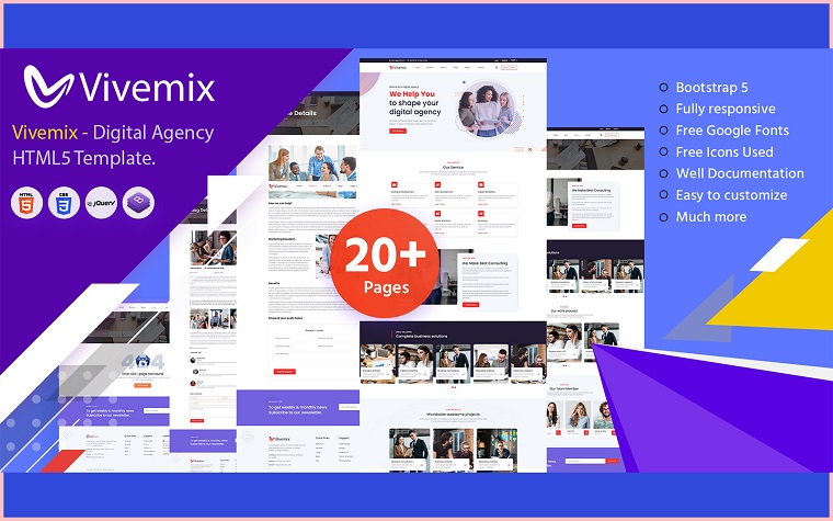 Vivemix - Web Design & Marketing Agency HTML5 Template.