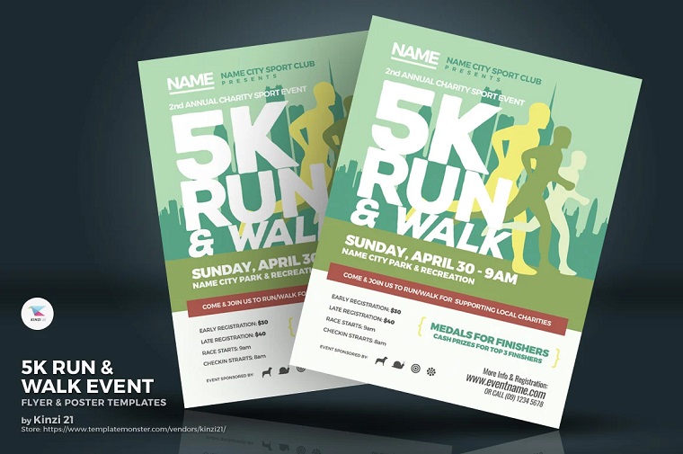 5K Run-&-Walk Event Flyer & Poster - Corporate Identity Template.