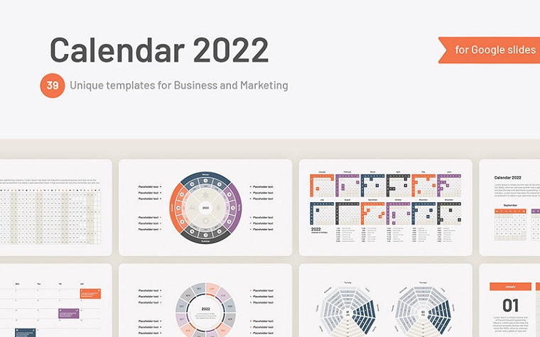Calendar 2022 templates for Google Slides.