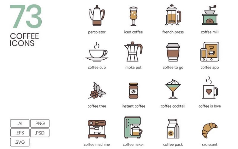 73 Coffee Icons Set.