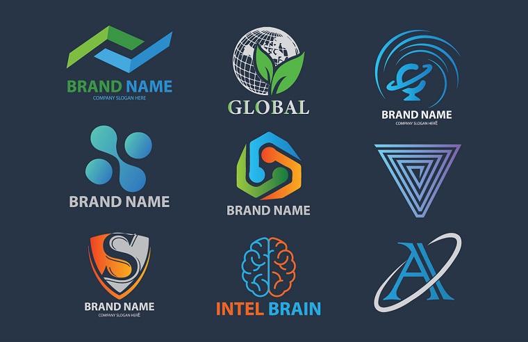 Creative Unique Business Logo Design Set.